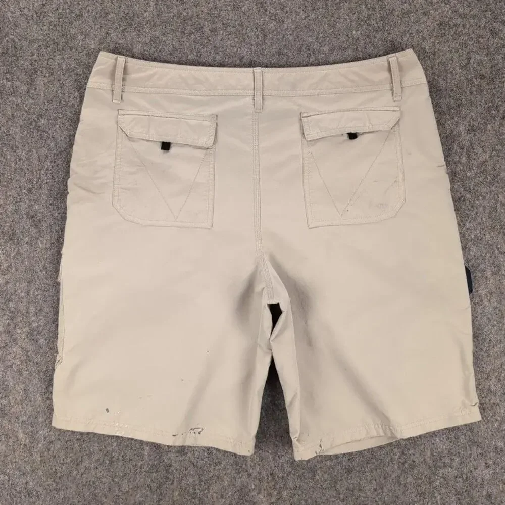 AFTCO Shorts Mens 38 Beige Nylon Cargo Fishing Stretch Pockets Outdoor Workwear